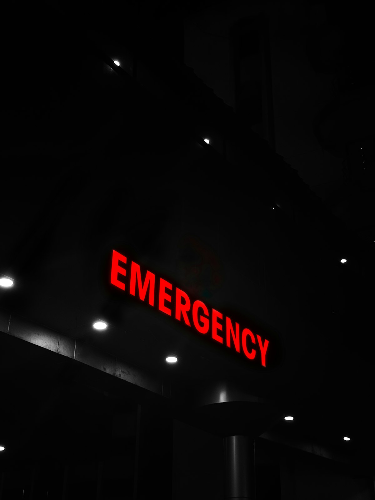 Emergency sign at a hospital entrance